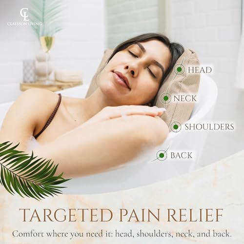 Luxury Bath Pillow for Tub - Thick and Comfortable Bathtub Pillow Support for Head and Neck and Back - Washable Quick-Drying Bath Pillows - Bath Cushion for Home Spa - Fits Any Bathtub - Sand