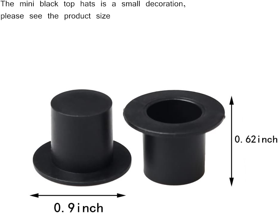 Pengxiaomei Mini Black Top Hats, 50Pcs Plastic Miniature Top Hats for Art and Crafts DIY Supplies
