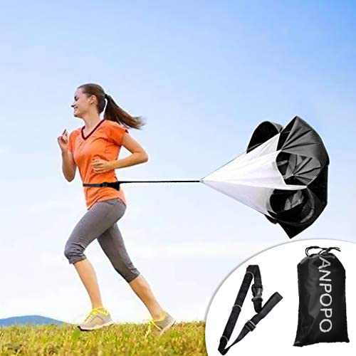 ANPOPO Bfsmile Running Speed Training 56" Parachute with Adjustable Strap, Free Carry Bag. Speed Chute Resistance Running Parachute for Kids Youth and Adults (Black)