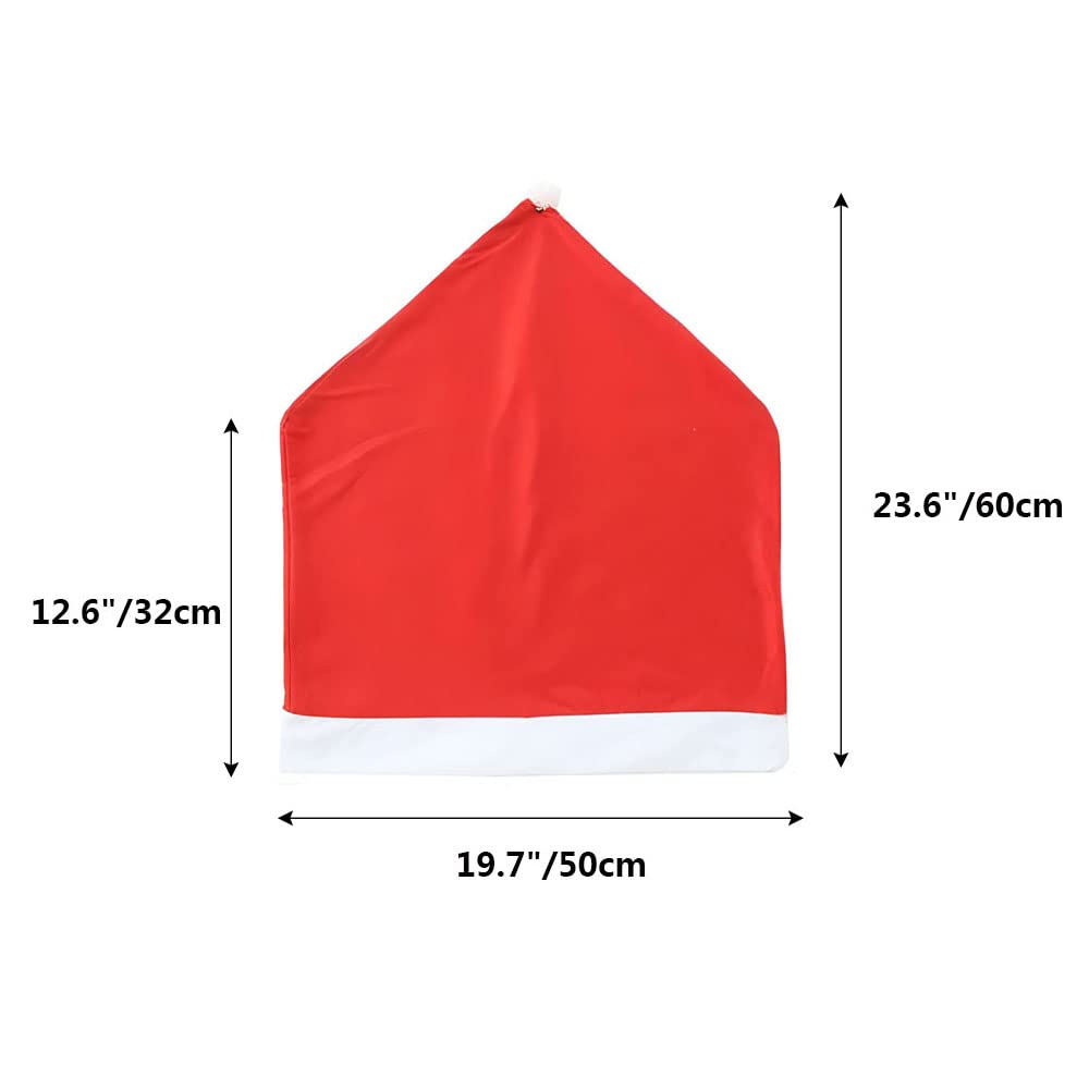 Yahpetes Chair Covers 6 Pcs Christmas Chair Covers 19.7" X 23.6" Red Hat Dining Chair Slipcovers Kitchen Chair Covers for Xmas Festive Home Dinner Decor (6 Pcs)