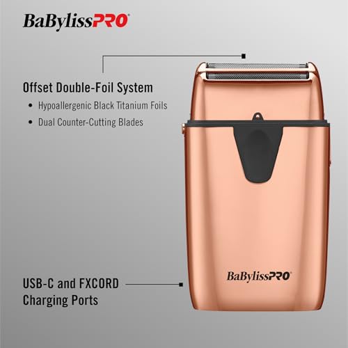 BaBylissPRO UVFOIL Double Foil UV-Disinfecting Metal Shaver Rosegold