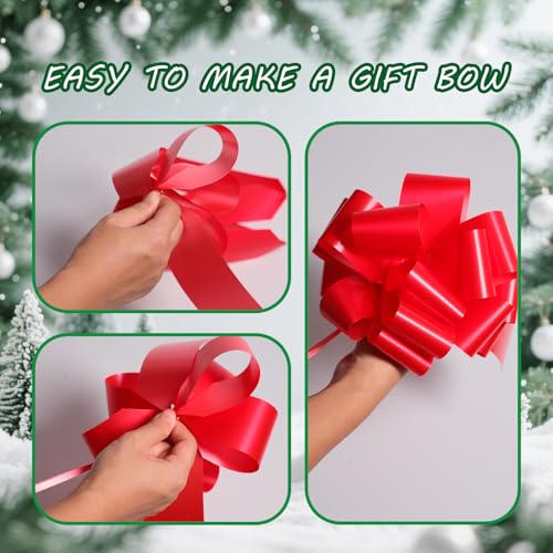 12 Pcs 6 Inch Red Pull Bows, Perfect for Gift Wrapping, Gift Wrapping Baskets Wedding Christmas Party Decorations, Crafts – Quality Pull Bows for Gifts and Decorations