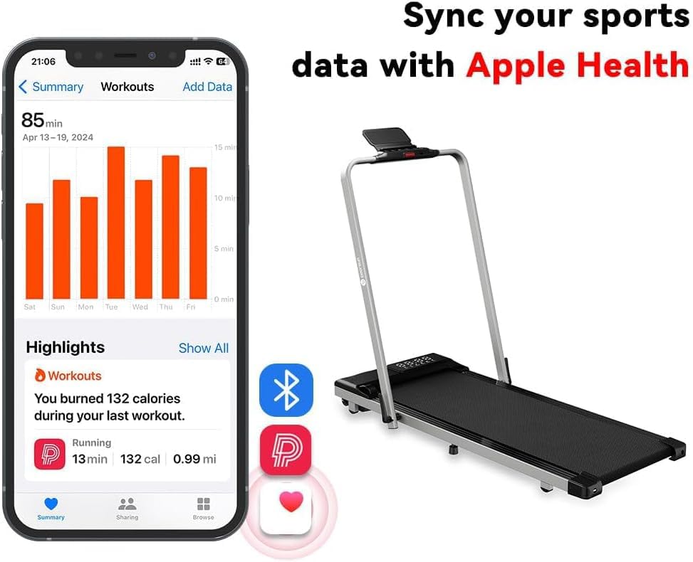 DeerRun 3 in 1 Folding Treadmills for Home, 3.0HP Powerful and Quiet Under Desk Treadmill, 300 lbs Capacity Foldable Walking Pad Treadmill with Remote Control and Space Saving, Free Installation