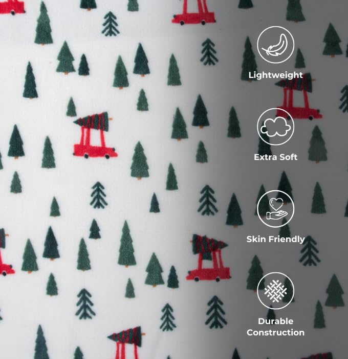 Christmas Premium Throw Blanket for Couch. Fleece Blanket for Bed. Plush Blanket. Super Soft, Fluffy, Fuzzy, Cozy Throw Blankets for Bed. Machine Washable Holiday Roadtrip