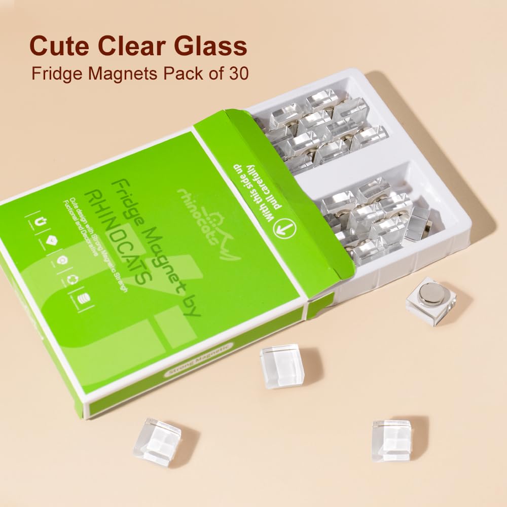 30Pcs Fridge Magnets,Cute Glass Decorative Magnets ,Refrigerator Magnets,Whiteboard Magnets, Strong Holding Power,White