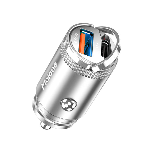 USB C 60W Car Charger Fast Charge, 30W PD& 30W QC3.0 Fast Charge with Metal Body, Flush Fit Pull Ring Style Universal for iPhone 13/13 Pro/12/12 Pro Max/XS/XR, Samsung Galaxy, Car Accessories