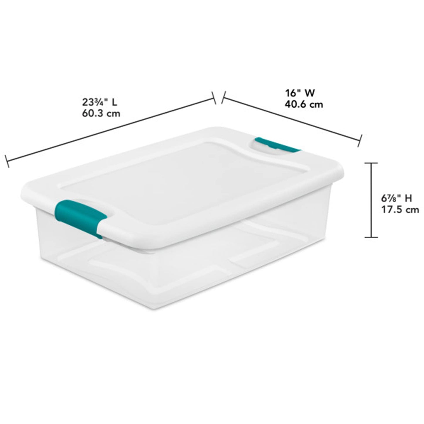 STERILITE Latching Storage Box, See-Through Base, 32-Qt