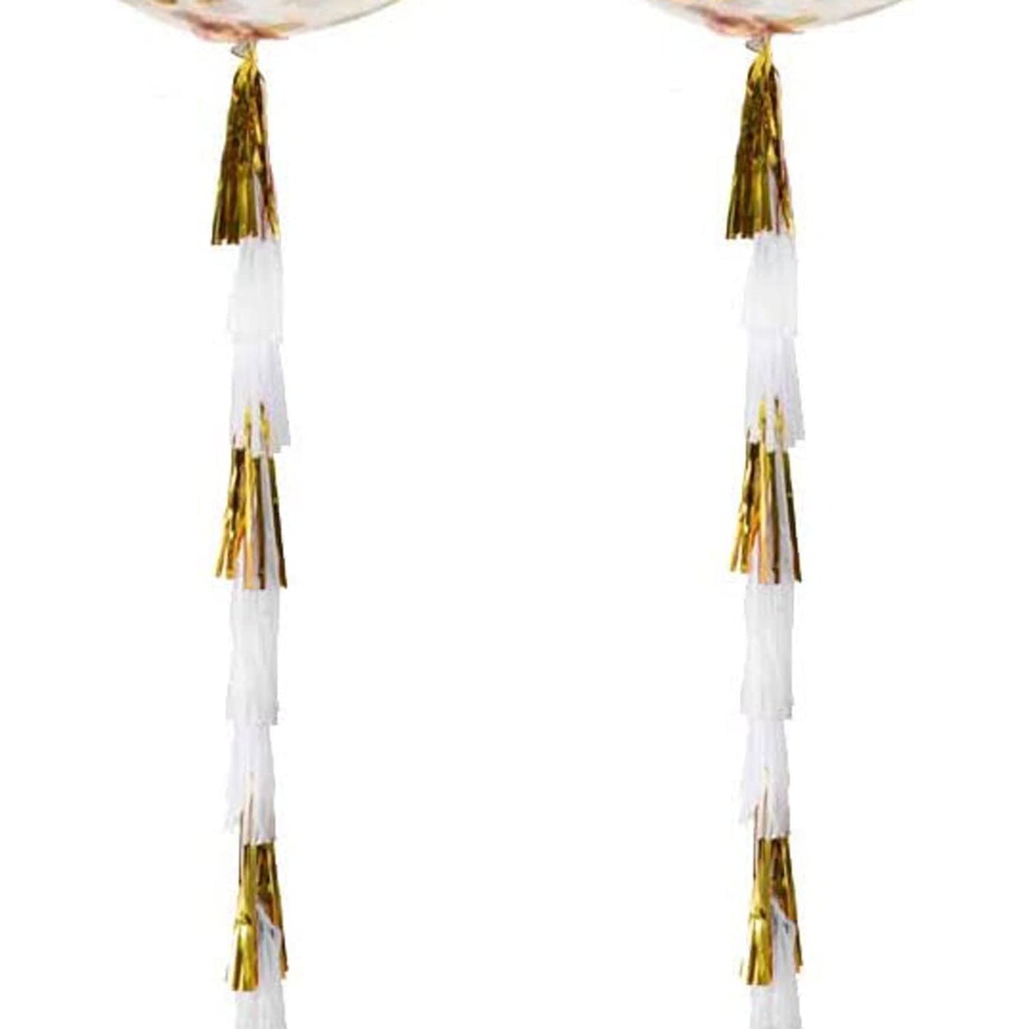 Gold and White Tassel Garland,Gold White Paper Tassel Banner,Table Decor,White Gold Tissue Tassels Party Decor Supplies for Party,DIY Kits - (20 PCS)