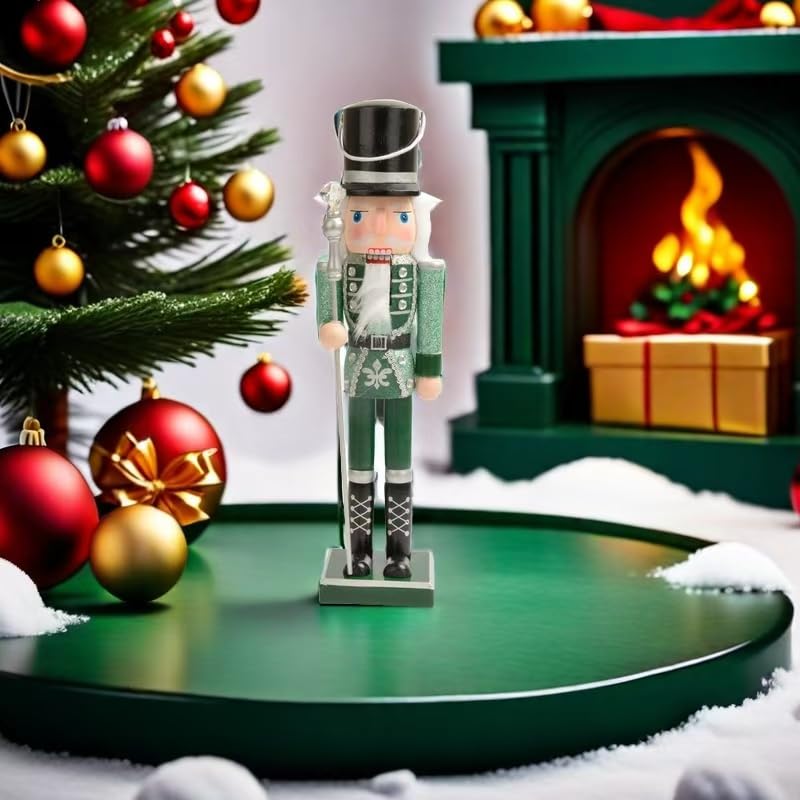 ENLAYER 15 Inch Nutcracker Christmas Decoration, Hand-Painted Wooden Nutcracker Figure, Festive Collectible Gift for Winter Table, Desktop, Fireplace Decorations