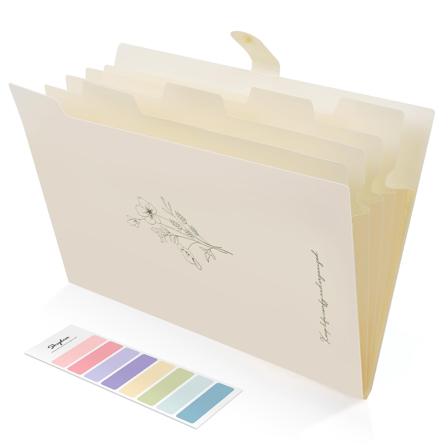 SKYDUE Expanding File Folder with 5 Pockets, Aesthetic Accordion File Organizer, Portable Document Paper Bill Receipt Organizer, School Office Supplies, Letter/A4 Size, (1, Pea Green)