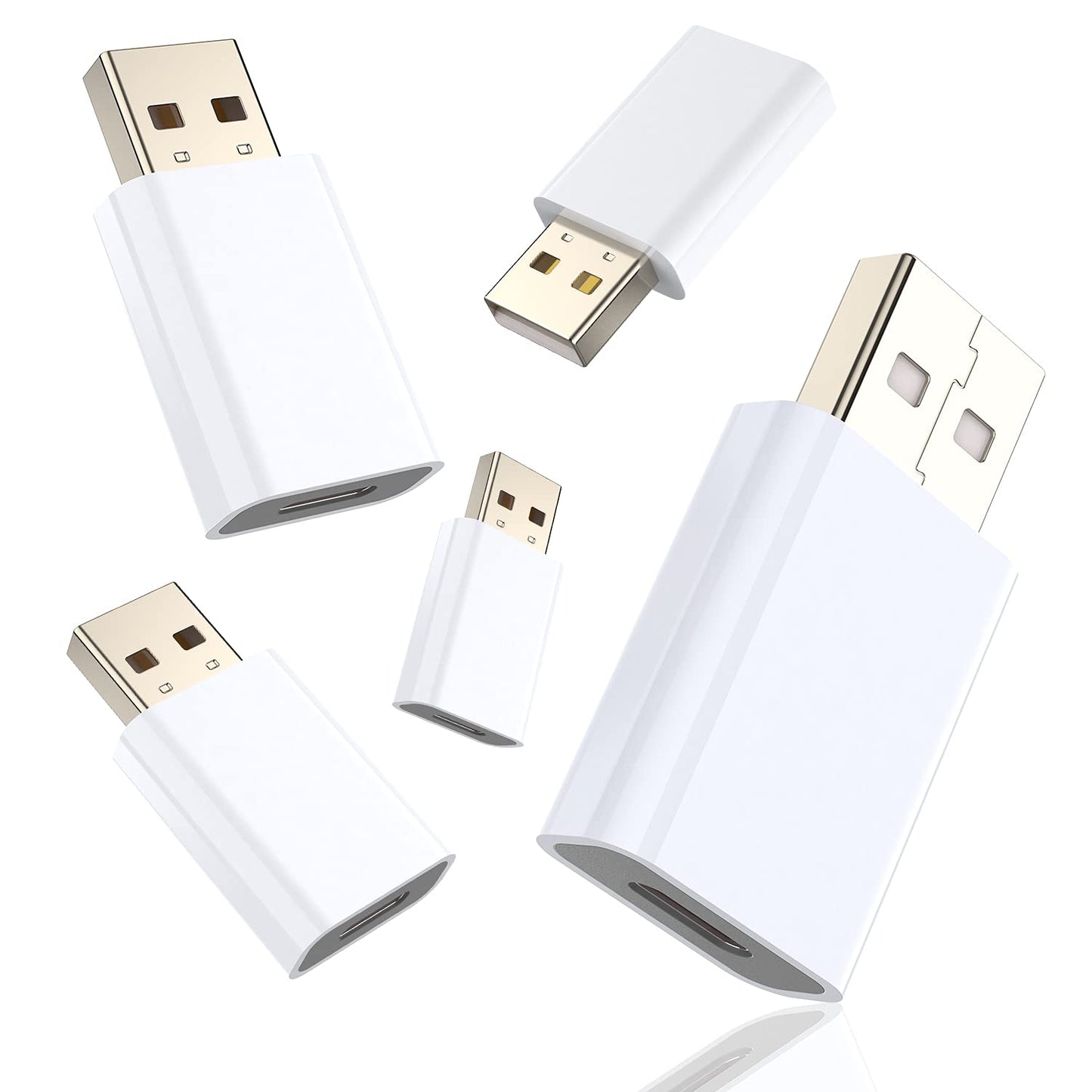 USB to USB-C Female Adapter Pack-2,Compatible with Apple Watch SE/7/8/9/10/Ultra MagSafe Charger,Type-C Charging Cable Converter for iPhone,iPad,AirPods,Car USB Charger and USB-C Cable