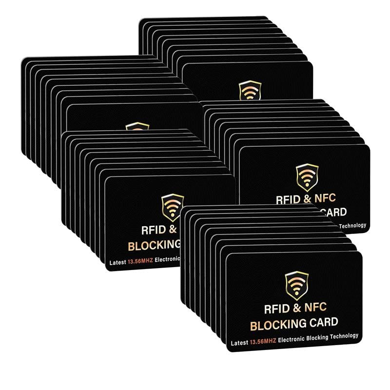 SaiTech IT 5 Pack RFID Blocking Card, One Card Protects Entire Wallet Purse, NFC Contactless Bank Debit Credit Card Protector ID ATM Guard Card Blocker–(Black)