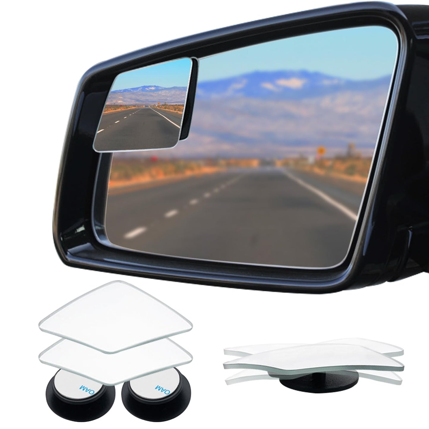 Ampper Rhombus Shaped Blind Spot Mirror, HD Glass Frameless Convex Wide Angle Rearview Blindspot Car Mirror for Car SUV and Truck (Pack of 2)
