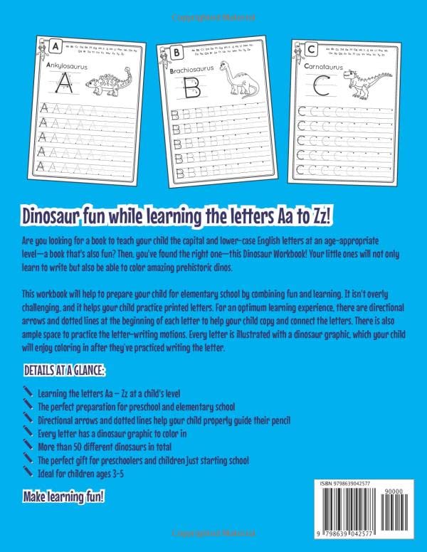 Letter Tracing Workbook Ages 3-5 Dinosaur ABC: Handwriting Practice Book for Preschoolers | Essential Writing Skills for Kindergarten and Preschool