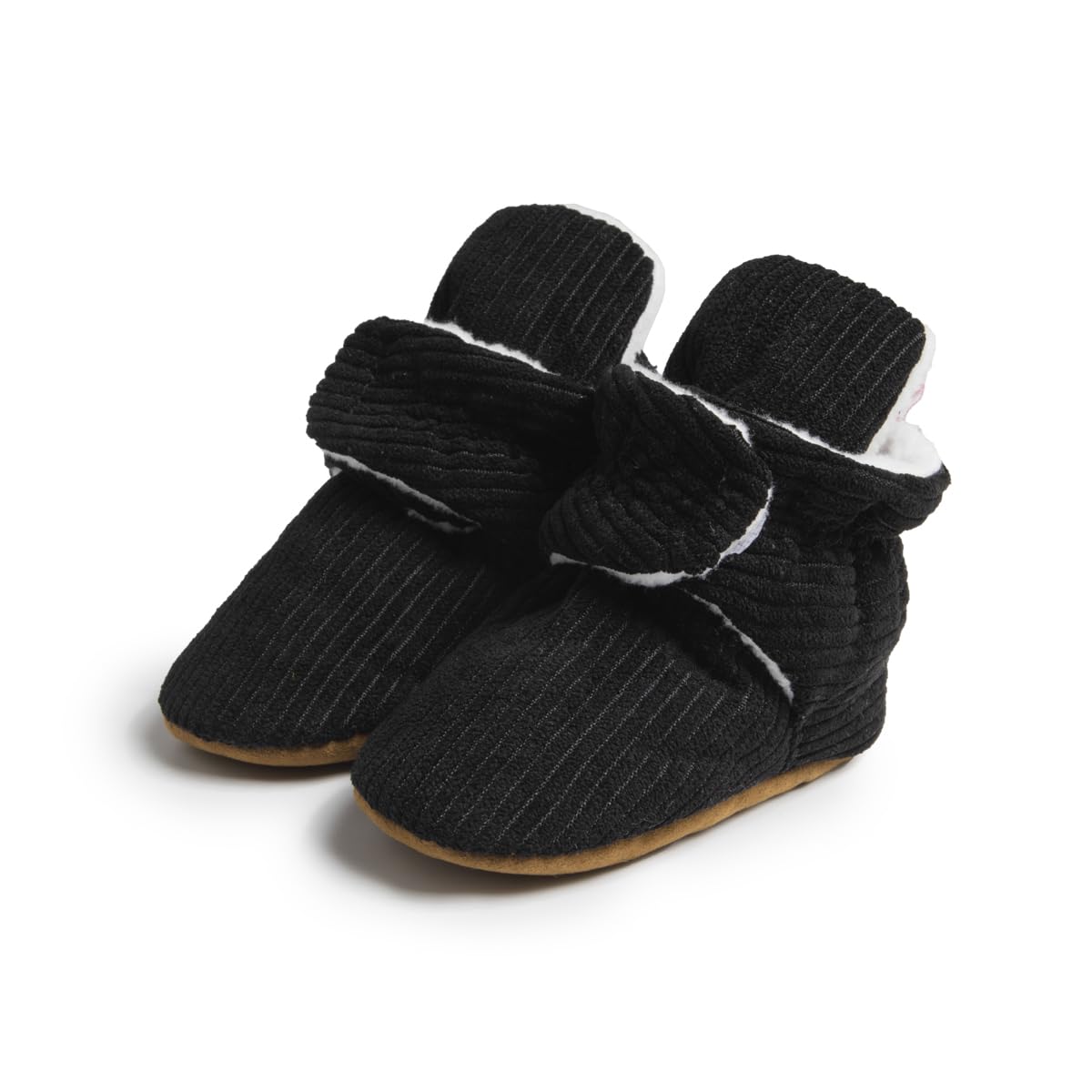 HsdsBebe Unisex Newborn Baby Cotton Booties Non-Slip Sole for Toddler Boys Girls Infant Winter Warm Fleece Cozy Socks Shoes