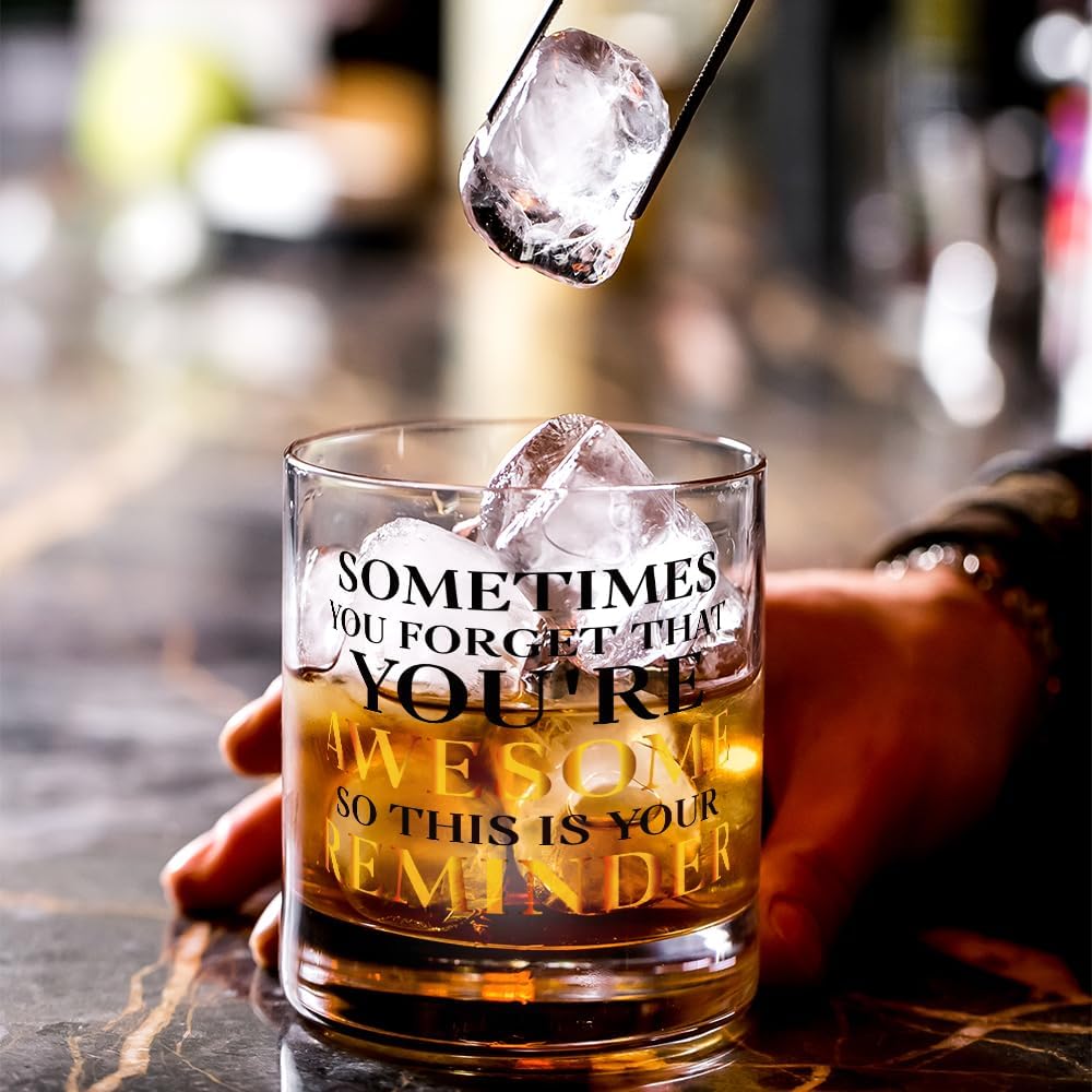 Inspirational Whiskey Glasses Gifts For Men Husband,Encouragement Birthday Father’s Day Thanksgiving Christmas Thank You Gifts For Dad Son Brother Grandpa Uncle Old Fashioned Wine Glass 10 OZ