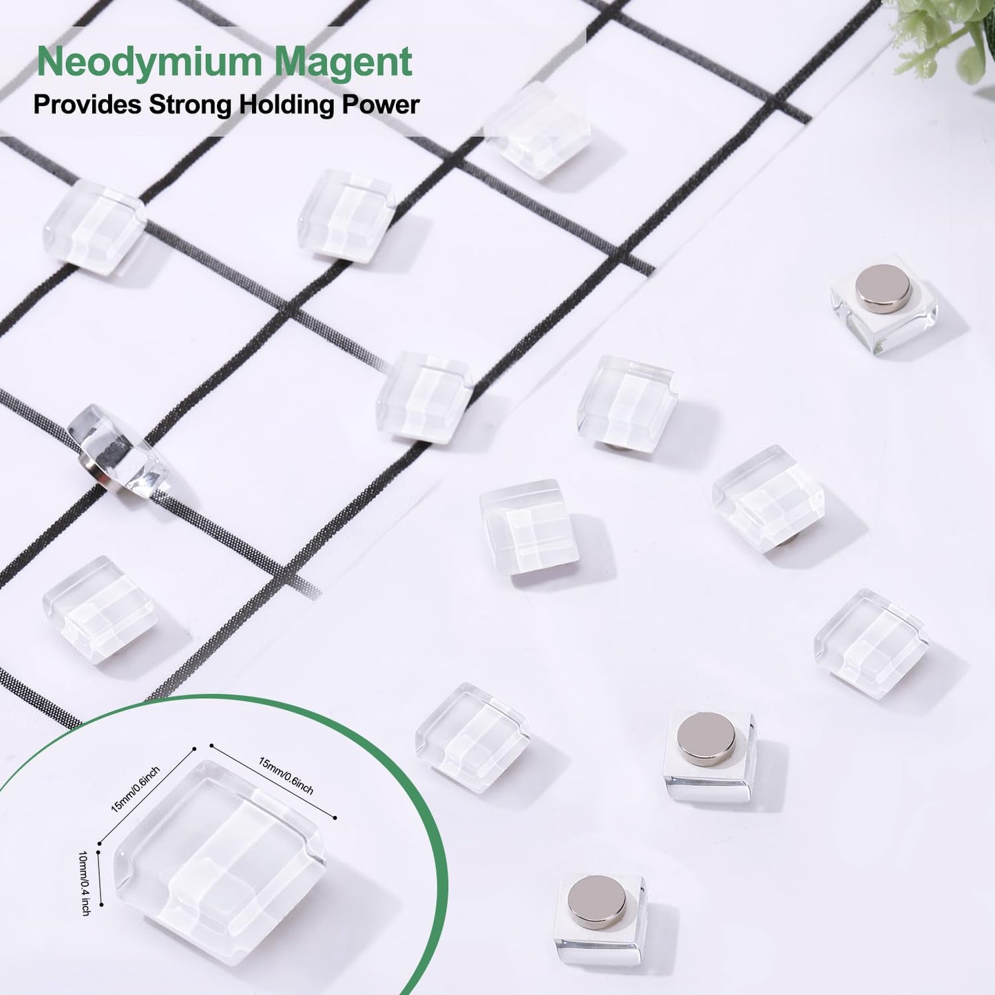 30Pcs Fridge Magnets,Cute Glass Decorative Magnets ,Refrigerator Magnets,Whiteboard Magnets, Strong Holding Power,White