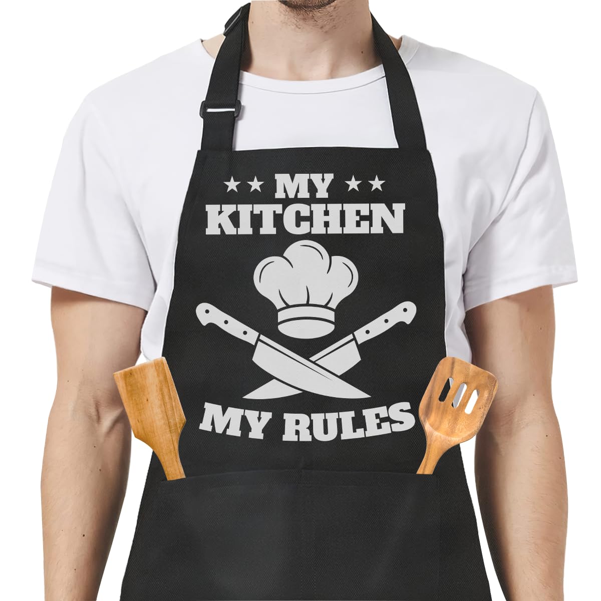 SANDJEST Funny Apron for Dad - Birthday Father’s Day Cooking Grilling Gifts for Mens