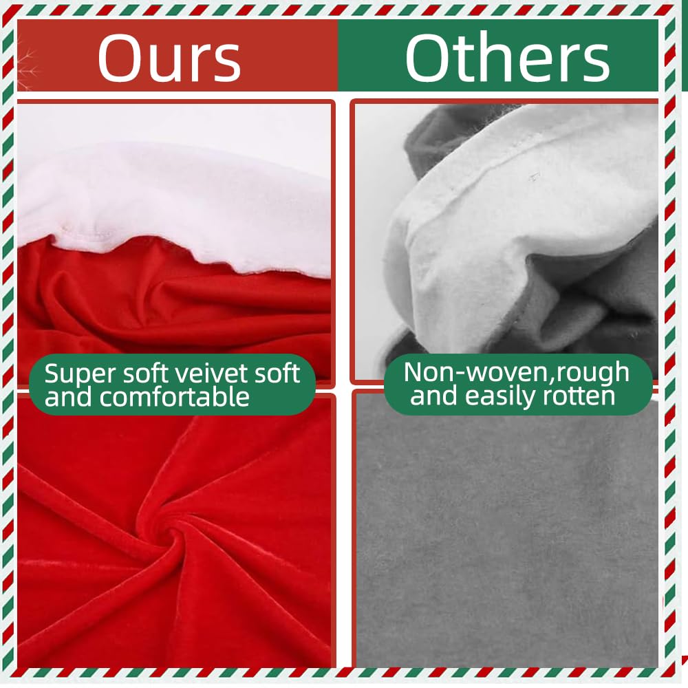 Christmas Chair Back Covers 6 Pcs Christmas Chair Covers Red Santa Hat Dining Chair Covers 19.7" x 23.6" Golden Velvet Chair Covers Kitchen Chair Covers for Christmas Holiday Decoration(19.7" x 23.6")