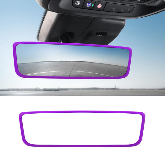 Car Rear View Mirror Protector Frame, Silicone Auto Rearview Edge Protection Cover Compatible with Model 3 Model Y, Interior Rear View Trim Frame Decoration, Car Accessories (Pink)