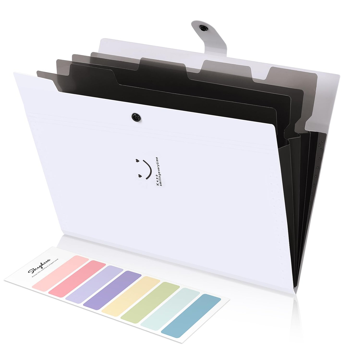 SKYDUE Expanding File Folder with 5 Pockets, Aesthetic Accordion File Organizer, Portable Document Paper Bill Receipt Organizer, School Office Supplies, Letter/A4 Size, (1, Pea Green)