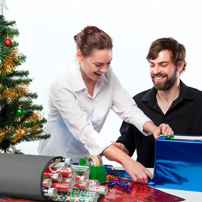 Primode Wrapping Paper Storage Bag | Wrapping Paper Organizer Under Bed for Storing Multiple Rolls of Gift Wrap, 40” Length Container Constructed of Durable 600D Oxford Material (Gray)