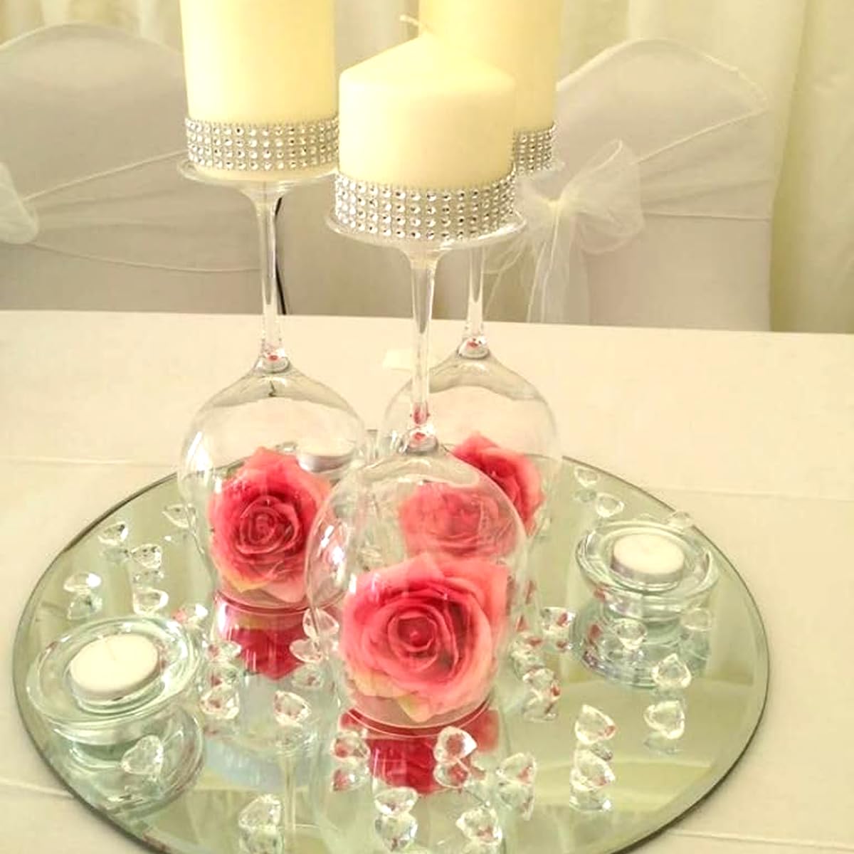16Pack Round Mirror Centerpieces for Tables, Acrylic Round Mirror Trays Plates Decoration Circular Plate for Table Centerpiece Candles Wedding Baby Shower Christmas Party Decor Crafts (8inch)