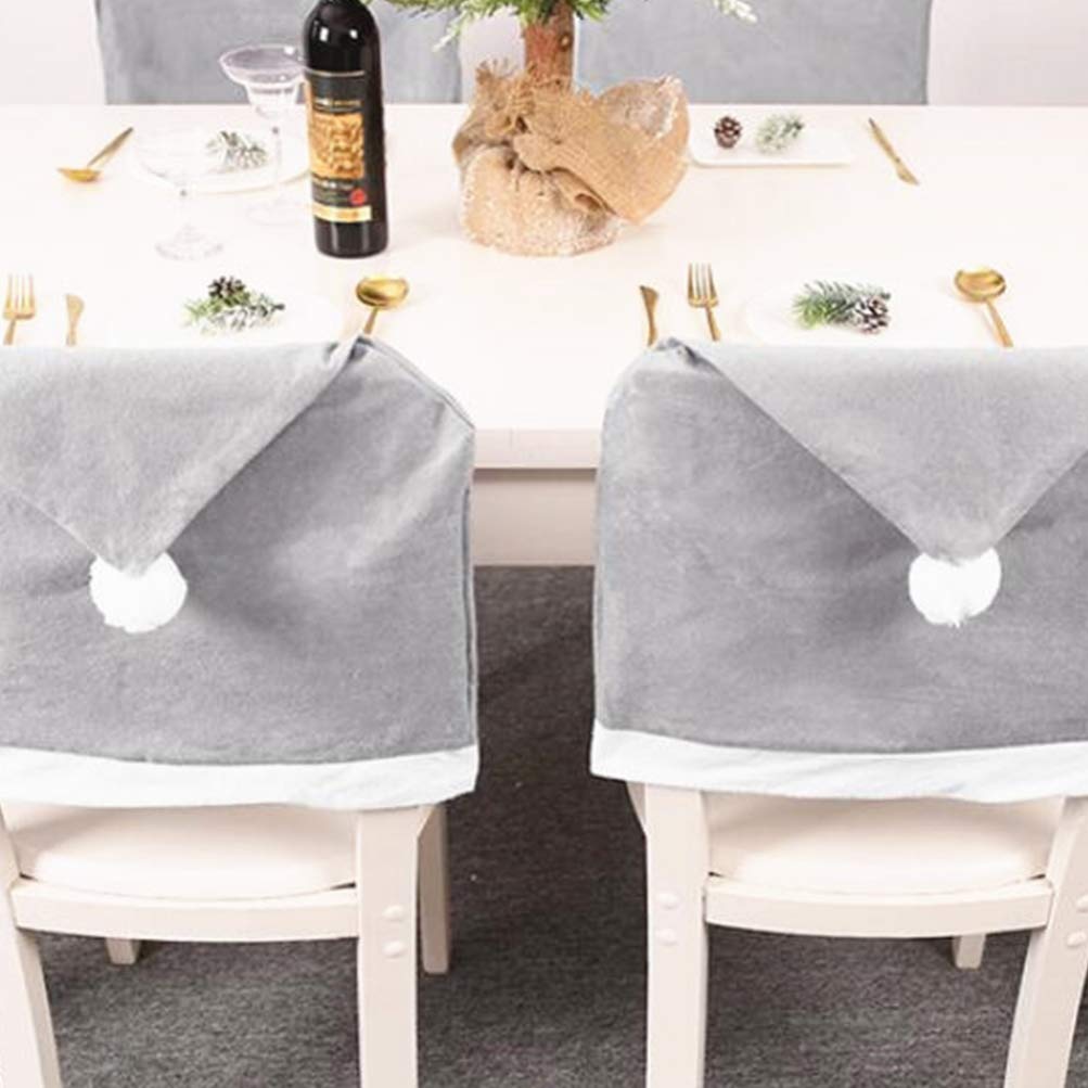 STOBOK 6pcs Christmas Chair Back Covers Santa Claus Hat Dining Chair Slipcovers Christmas Holiday Party Decorations Suppplies