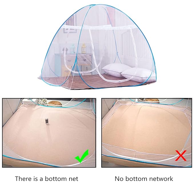 AMMER Pop-Up Mosquito Net Tent for Beds Portable Folding Design with Net Bottom for Baby Adults Trip (79 x71x59 inch)