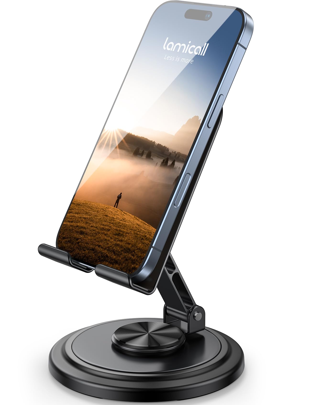 Lamicall Adjustable Phone Stand for Desk - 360 Rotating Foldable Cell Phone Holder Desktop Portable Cellphone Stand, Office Desk Accessories for iPhone 16 15 14 13 Pro Max, 4-10” Smartphones, iPad