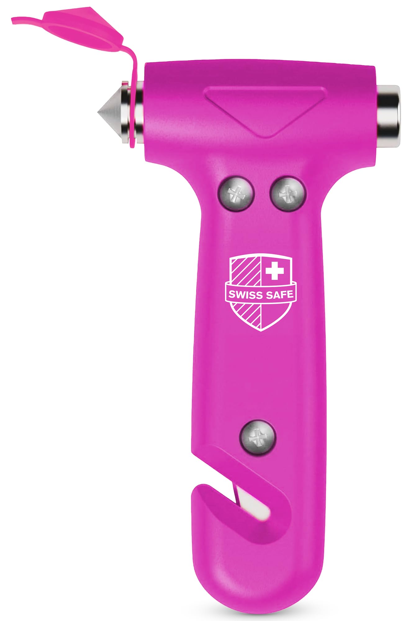 Swiss Safe Durable 5-1 Car Safety Hammer Car Window Breaker Breaker Tool w/Seatbelt Cutter - Emergency Escape Glass Hammer for Car - Truck, Car Safety Essentials & Accessories - Pink, 1 Pack