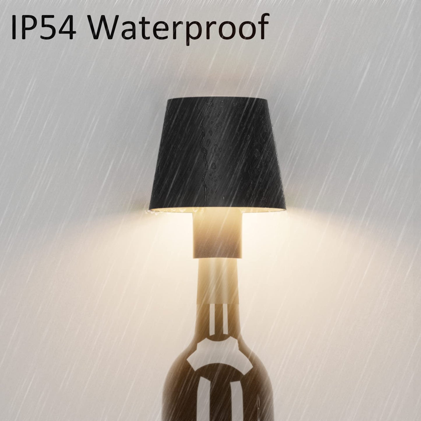 Coinmit LED Bottle Lamp 5500 mAh Battery Portable Table Lamp Waterproof Cordless Night Light for Outdoor Restaurant Bedroom Black