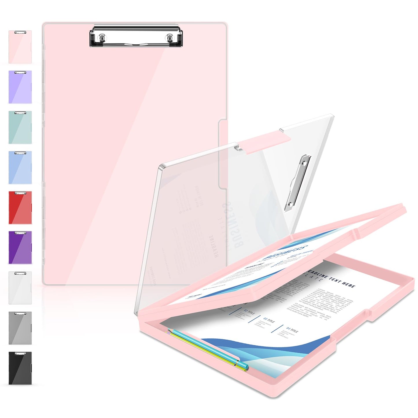 Sooez Clipboard with Storage, Heavy Duty Cleaview Clip Boards 8.5x11 with Dual Storage, Dry Erase Plastic Nursing Clipboard, High Capacity Clipboards Folder for Teacher Nurse, School & Office Supplies