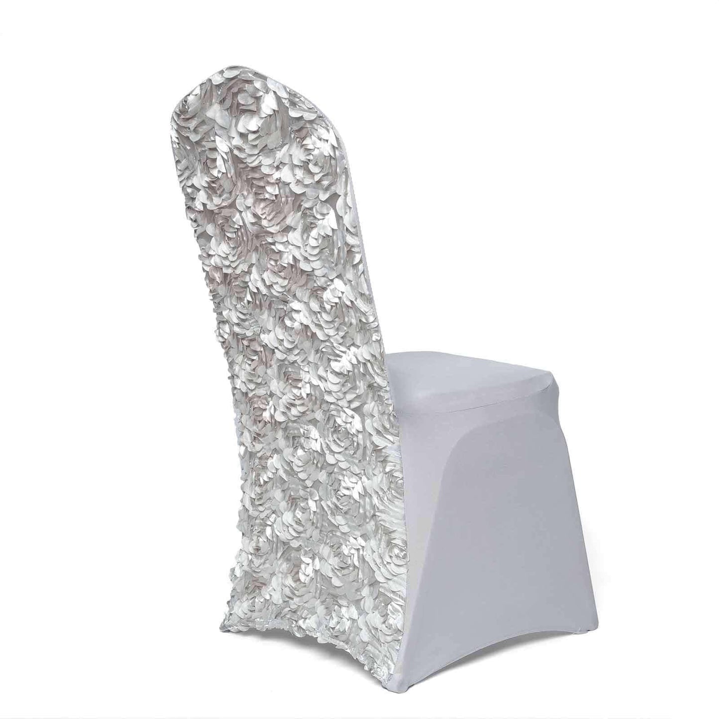 Efavormart 20 PCS White Satin Rosette Spandex Stretch Folding Chair Cover for Party Dining Chairs Wedding W/Foot Pockets Washable Slipcovers for Outdoor Events