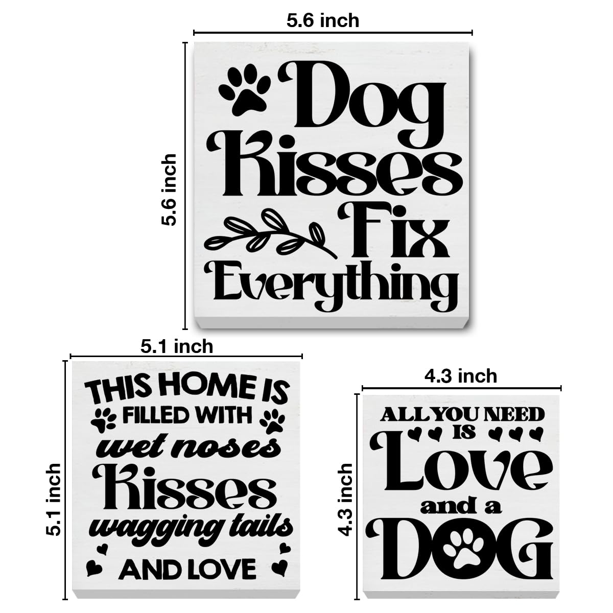 3 Pcs Dogs Wood Signs Decor Dog Lover Wood Block Sign Farmhouse Dog Themed Wooden Box Signs Decorations for Home Tiered Tray Desk Table Shelf