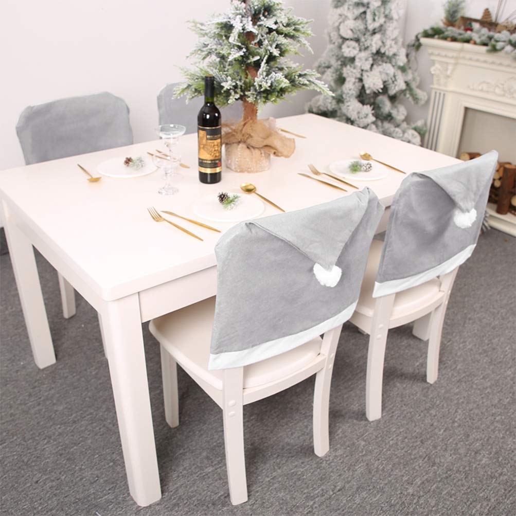 STOBOK 6pcs Christmas Chair Back Covers Santa Claus Hat Dining Chair Slipcovers Christmas Holiday Party Decorations Suppplies