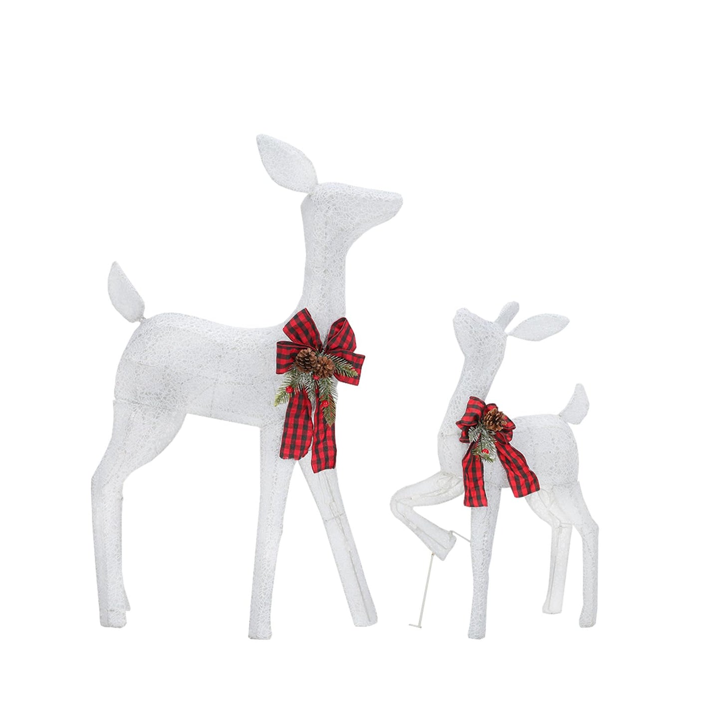 2 Pack Reindeer Christmas Decoration with 105 Lights Xmas Lighted White Glittering Deer for Indoor Outdoor Yard Lawn Decoration