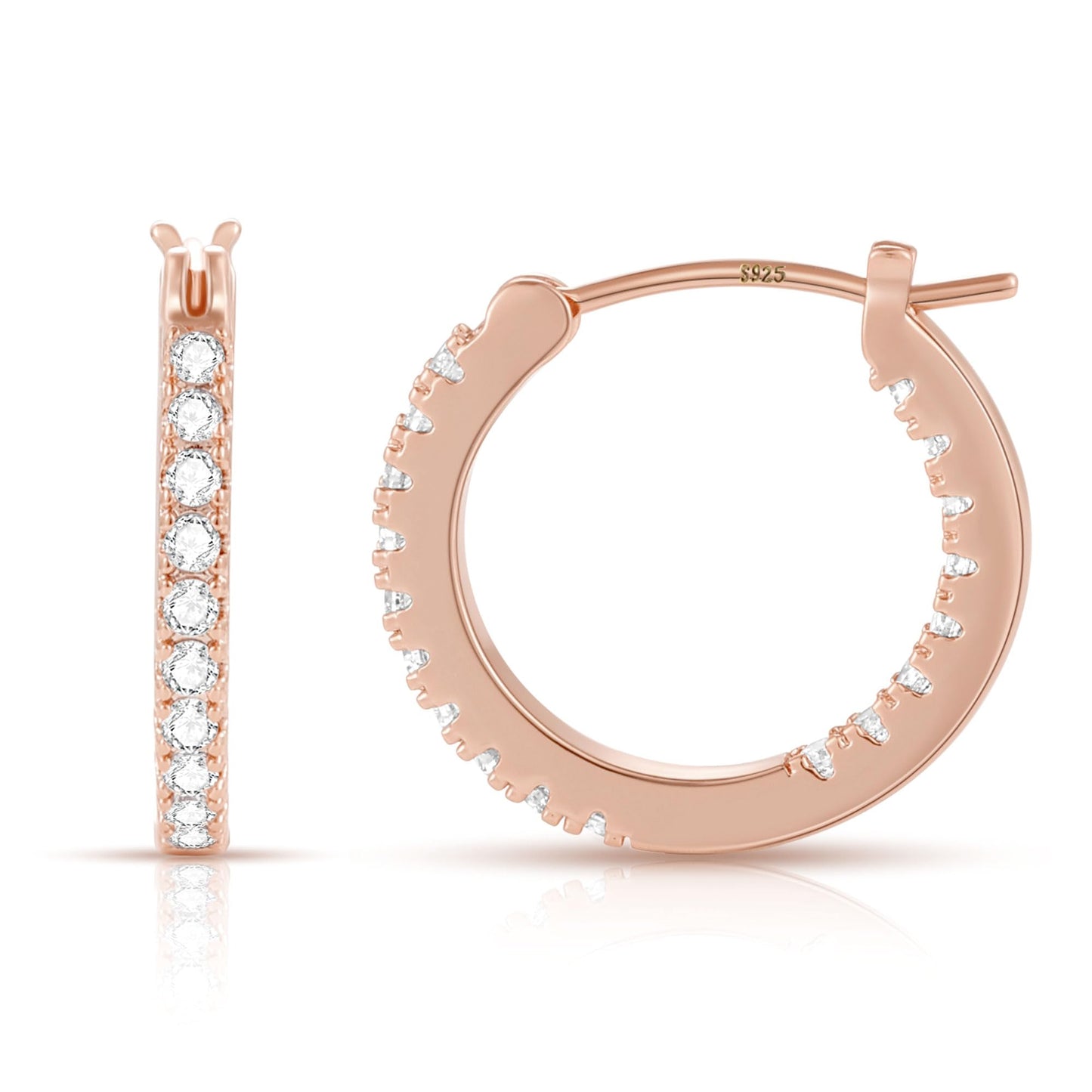 Gacimy Gold Hoop Earrings for Women, 15-30mm Cubic Zirconia, 14k Gold Plated with Sterling Silver Post