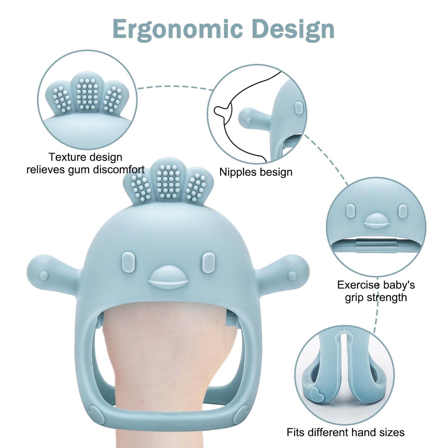 MISSLILI Baby Silicone Fruit Food Feeder & Pacifier, Breastmilk Popsicle Molds, BPA Free Food Storage Containers, Infant Teething Toy (Blue)