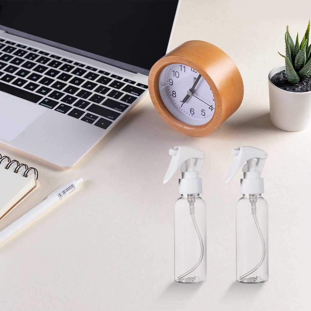 Travel Size Spray Bottle, 3.4oz/100ml Plastic Fine Mist Spray Bottle Set, Refillable Liquid Containers, 3pcs Clear Trigger Sprayer with Funnel and Labels for Styling Kitchen Home Office Cleaning