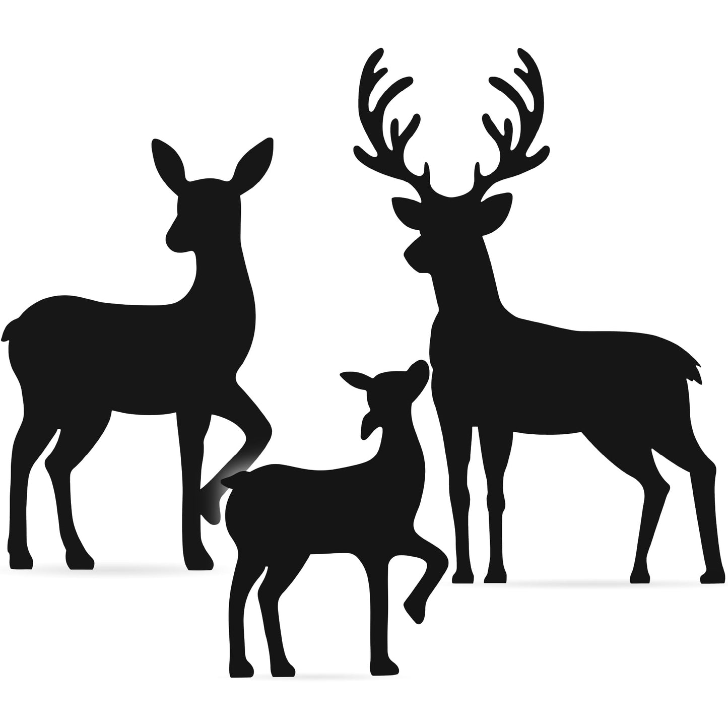 Best Choice Products 3-Piece 46in 2D Deer Family Silhouette Set, Outdoor PVC Christmas Yard Decoration w/Buck, Doe, Fawn, Weather Resistant - Black