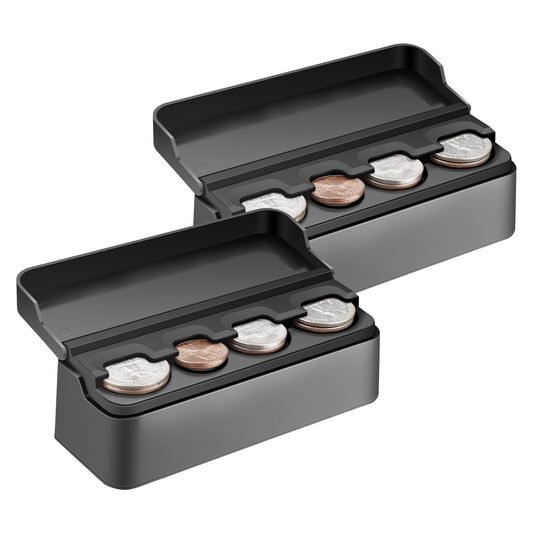 SINGARO Coin Holder for Car, Coin Change Organizer Compatible with Coins of Different Sizes, Dash-Mounted Holder Suitable for Most Cars, Trucks(Black)