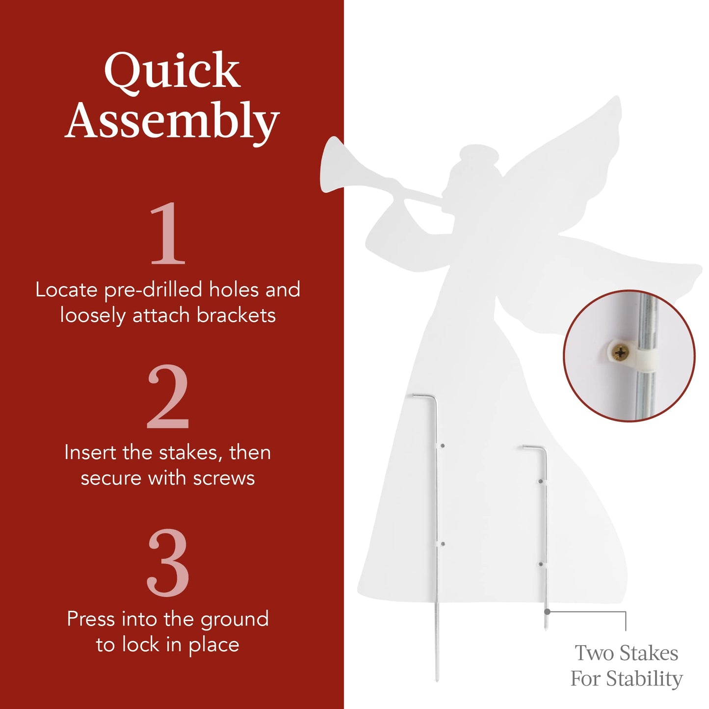 Best Choice Products 3ft Set of 2 Outdoor Christmas Angel Yard Decorations, Weather-Resistant PVC Décor for Lawn, Garden, Display w/ 4 Ground Stakes