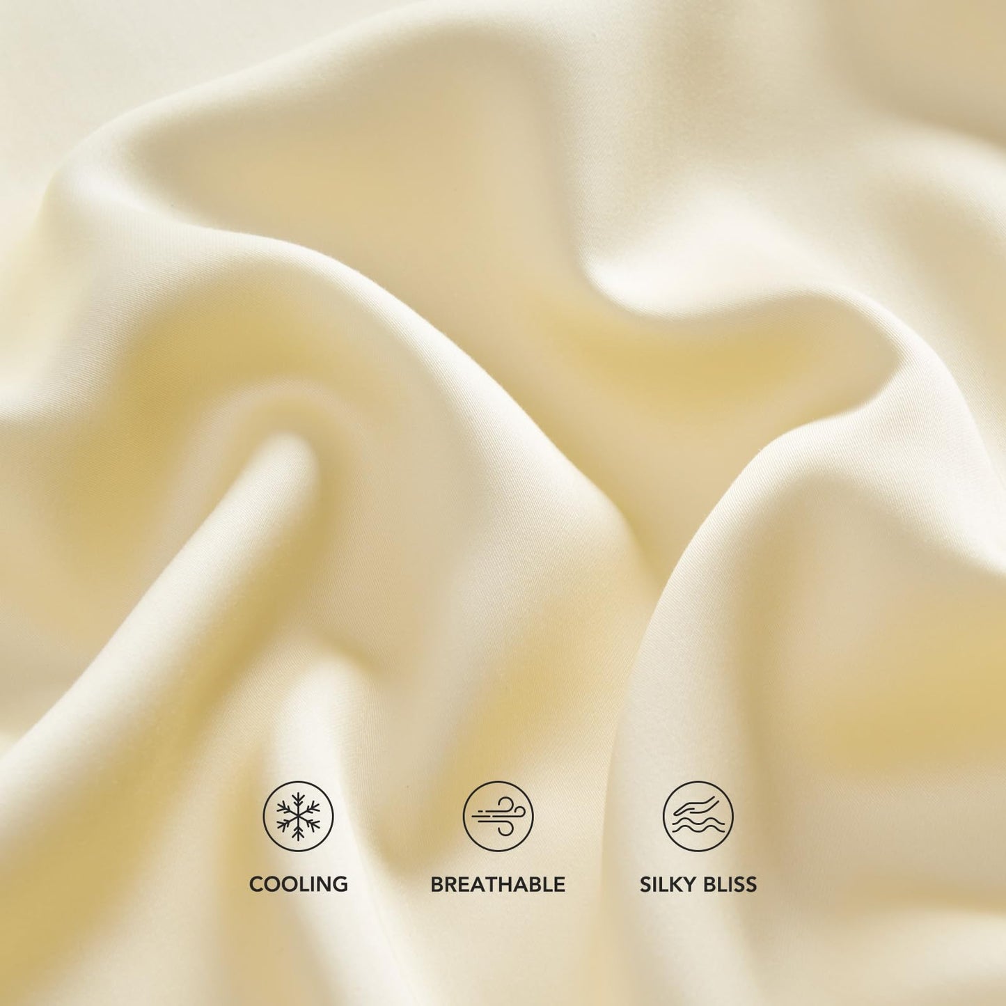EVERGRACE Tencel Sheet Set Queen Size 4 Pieces,Soft Cooling Bed Sheets for Hot Sleepers, Eucalyptus Lyocell Luxury Breathable Bedding Set, 1 Fitted Sheet, 1 Flat Sheet, 2 Shams, Cream