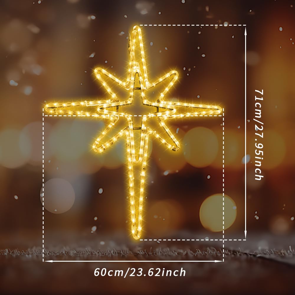 YGLOWORM Christmas Lights Bethlehem LED Star Door Window Porch Wall Decoration Party Light Hanging Lights(28" Warm White Light)