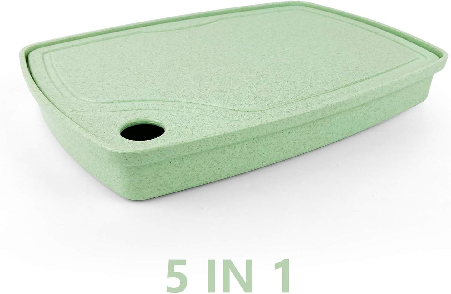 CARTINTS 5 In1 Camping Cutting Board For Kitchen Plastic Cutting Board Set with Bottle Opener, Peeler, Kitchen Knife, Serving Tray, Cutting Board, Dishwasher Safe Green