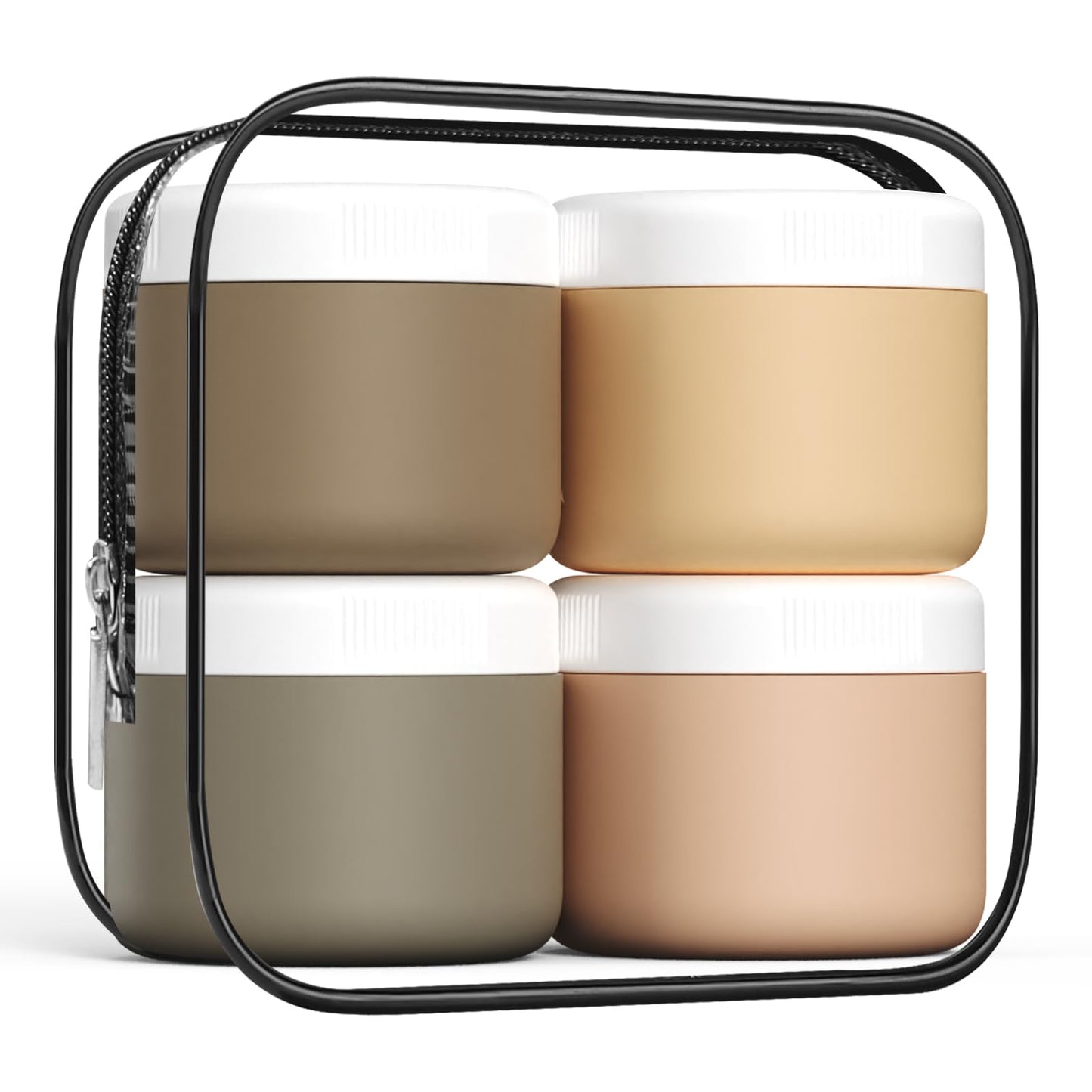Travel Containers for Toiletries, Silicone Cream Jars BPA Free, TSA Approved 2oz Travel Size Containers, Leak-proof Travel Essentials with Lid for Cosmetic Face Hand Body Cream (4 Pack)
