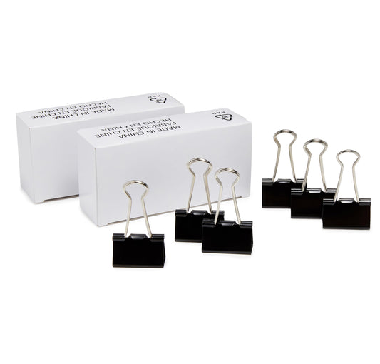 Amazon Basics Sturdy Binder Clips for Office Use, 144 Count (12 Pack of 12), Small, 0.75 in, Black