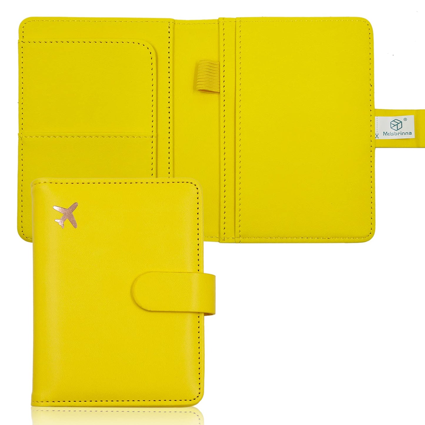 Melsbrinna Premium Leather Passport Holder Covers Case, Waterproof Rfid Blocking Travel Wallet Passport Holder with Pen Holder, Cute Passport Book for Women/Men