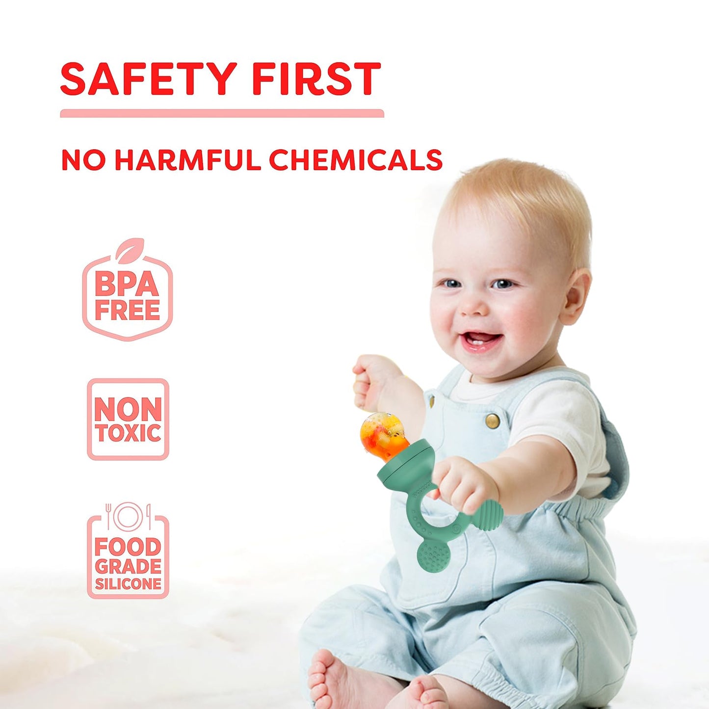 HAOBAOBEI Teething Toys, Baby Fruit Food Feeder, Breastmilk Popsicle Molds for Baby Cooling Relief (Green, Mini Mouse)